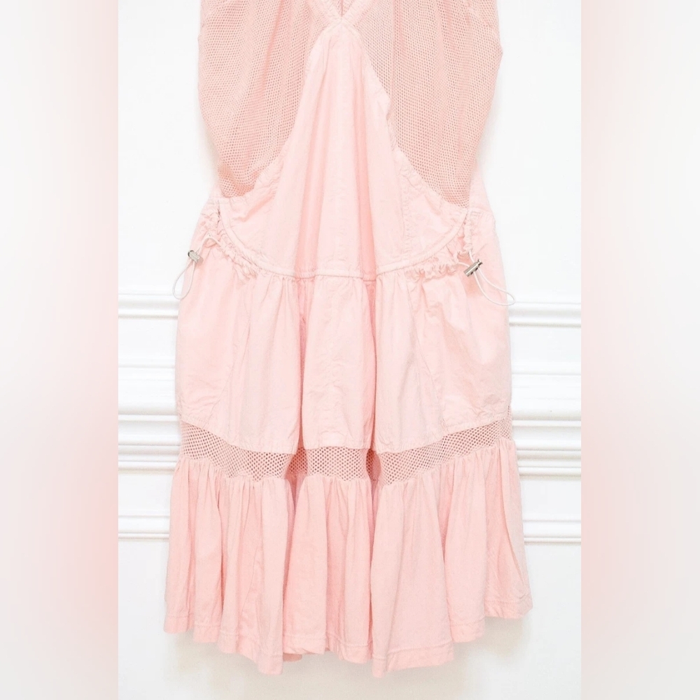 Anthropologie Daily Practice Hill Up Tiered Drop Waist Mesh Dress Pink Size XS - Picture 10 of 14